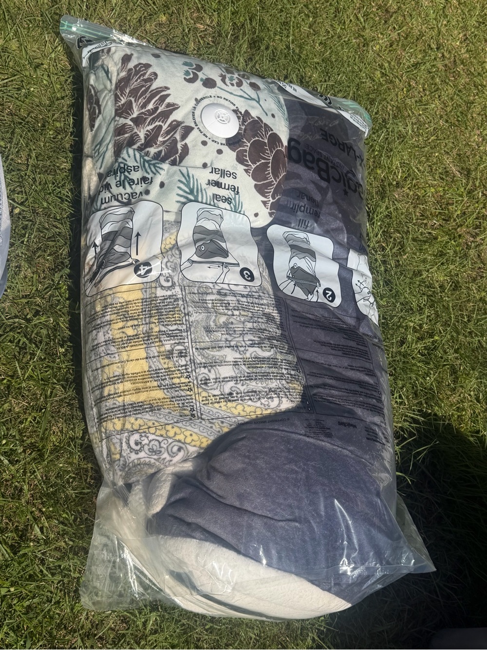 Reversible Floral & Paisley Comforter Set in Blue, Gray & Yellow